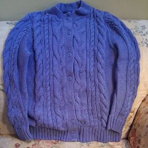 L.L. Bean Lavender Cable Knit Cardigan